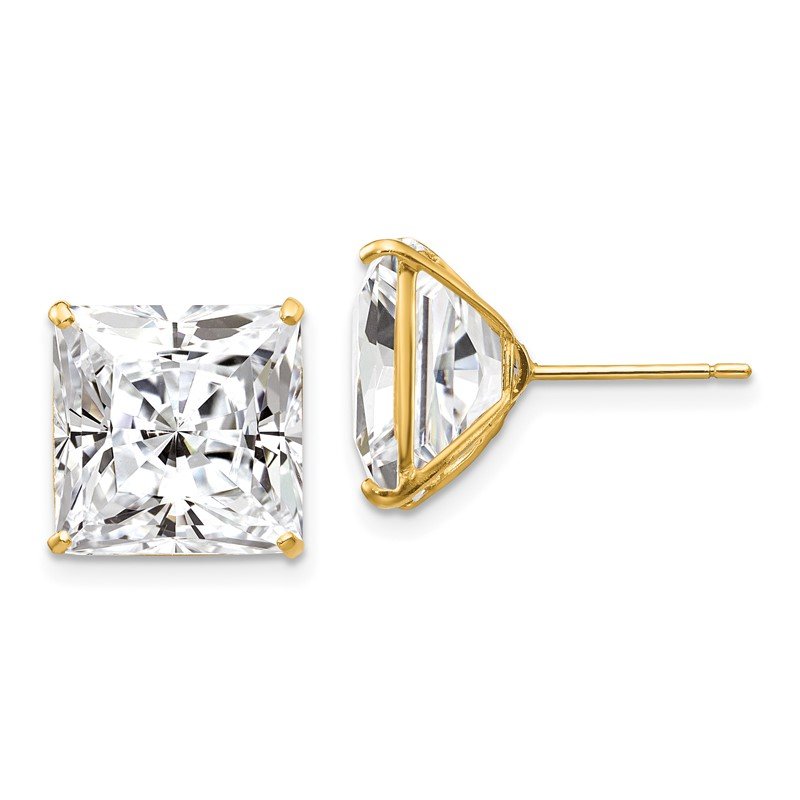 14k 11mm Square CZ Post Earrings