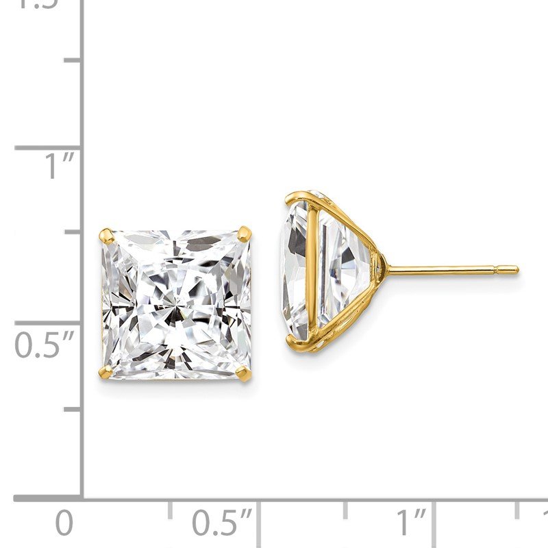 14k 11mm Square CZ Post Earrings