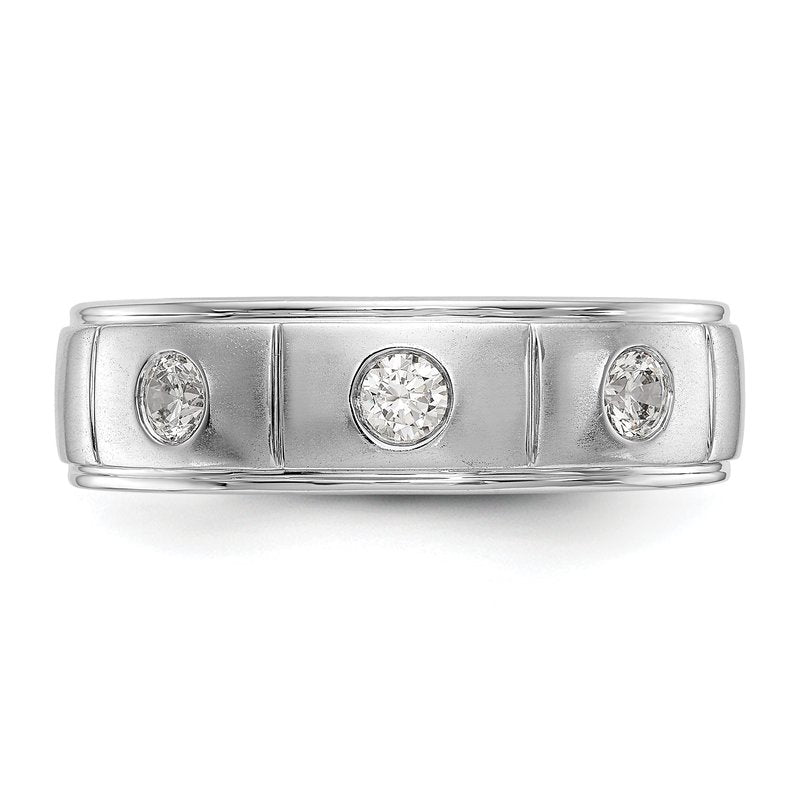 14K White Gold Men's 1/3 carat Lab Grown Diamond VS/SI  D E F  Band