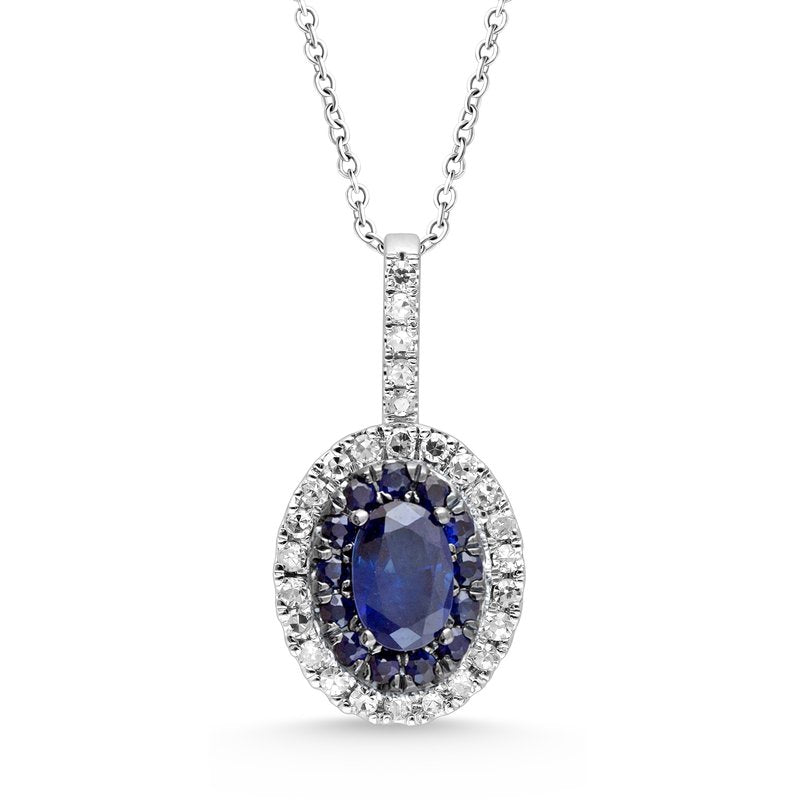 14K 0.21 Ct Diamond &amp; Sapphire Pendant