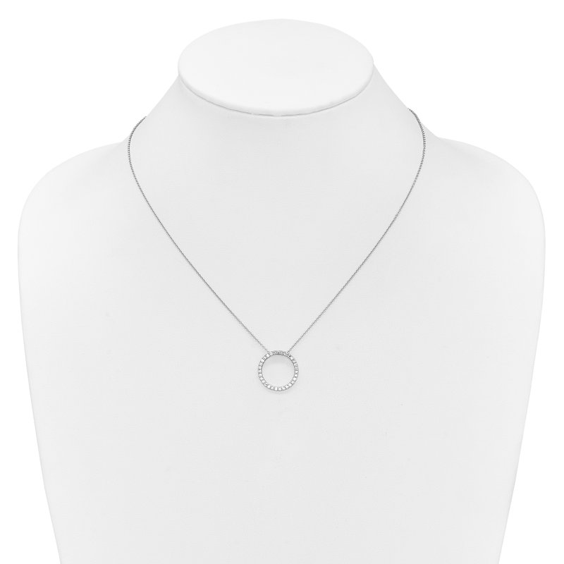 14k White Gold 1/4 carat Diamond Circle 18 inch Necklace