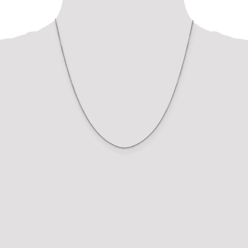 14K White Gold 26 inch .9mm Diamond-cut Round Open Link Cable with Lobster Clasp Chain