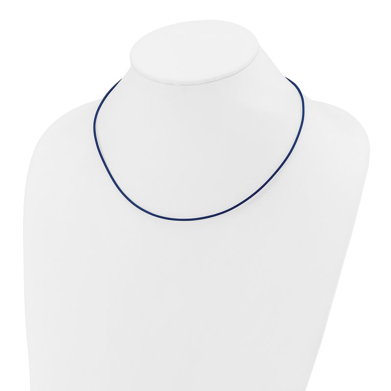 14k Yellow Clasp 1.6mm 16 inch Royal Blue Leather Cord Necklace