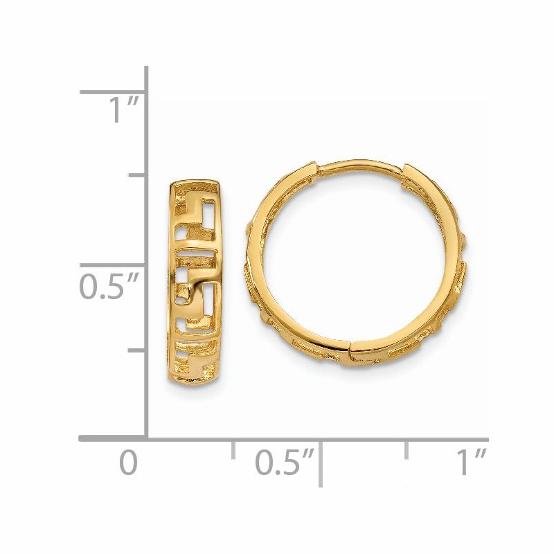 14k Greek Key Hinged Hoop Earrings