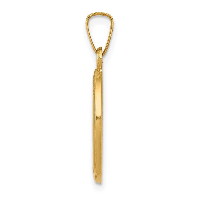 14k Polished and Satin St Joseph Medal Hollow Oval Pendant