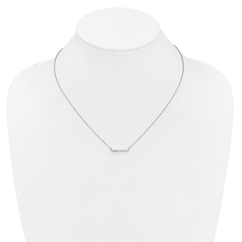 14k White Gold 1/10 carat Diamond Bar 18 inch Necklace