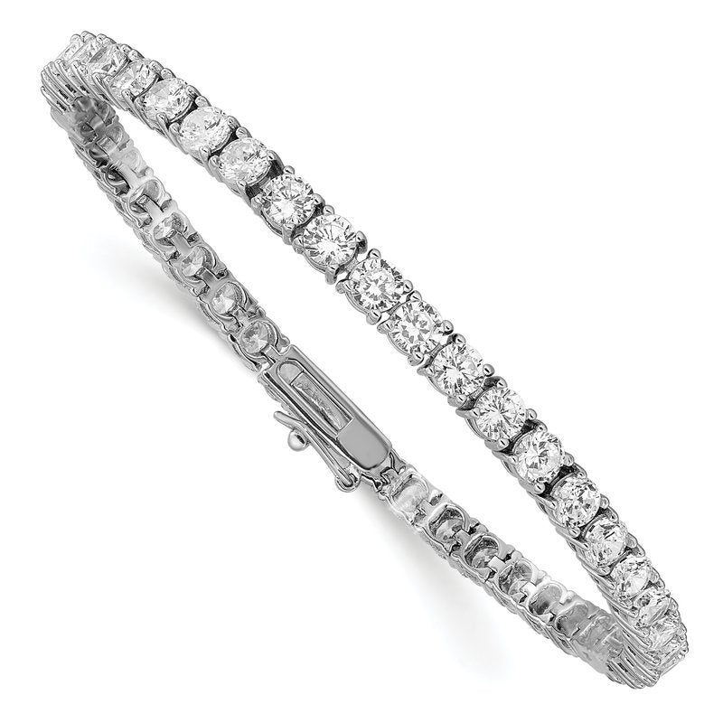 Sterling Silver Rhodium-plated Brilliant-cut CZ 7.25 Inch Tennis Bracelet
