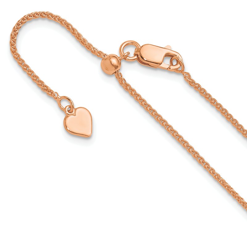 Sterling Silver Adjustable Rose Gold-plated 1.3mm Spiga Chain
