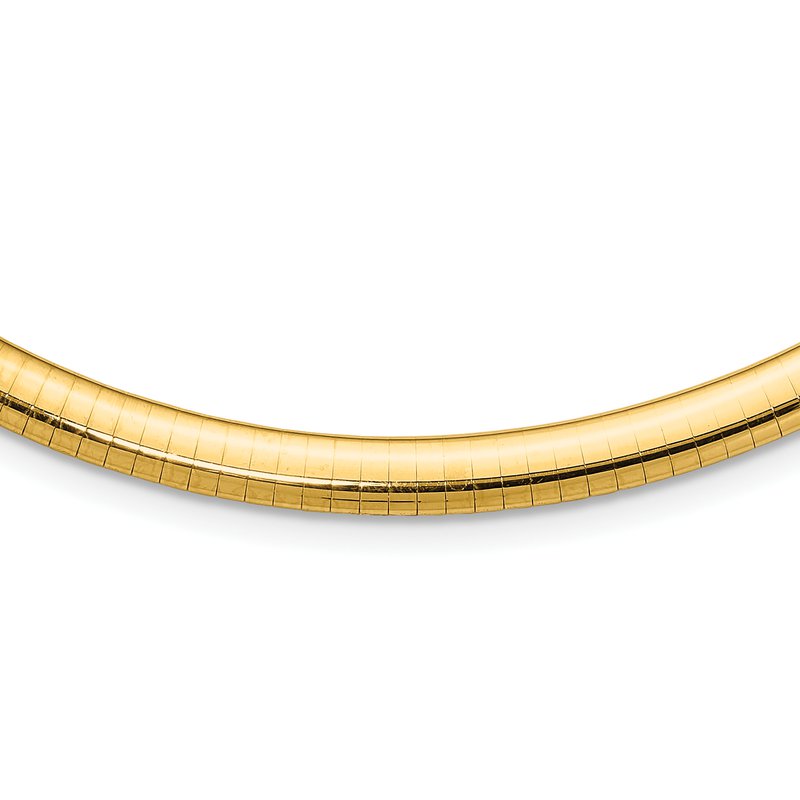 14k Polished 6mm Lightweight 16 inch Domed Omega Necklace