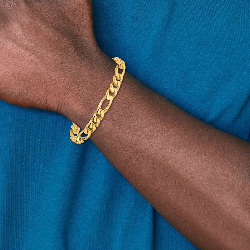 14K 20 inch 8mm Hand Polished Figaro Link with Fancy Lobster Clasp Chain