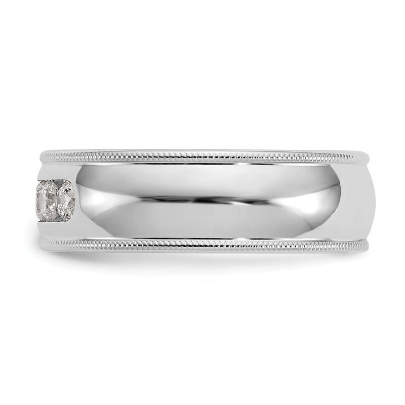 14K White Gold Men's 1/2 carat Lab Grown Diamond VS+ F+ Size 10.5 Complete Miligrain Band