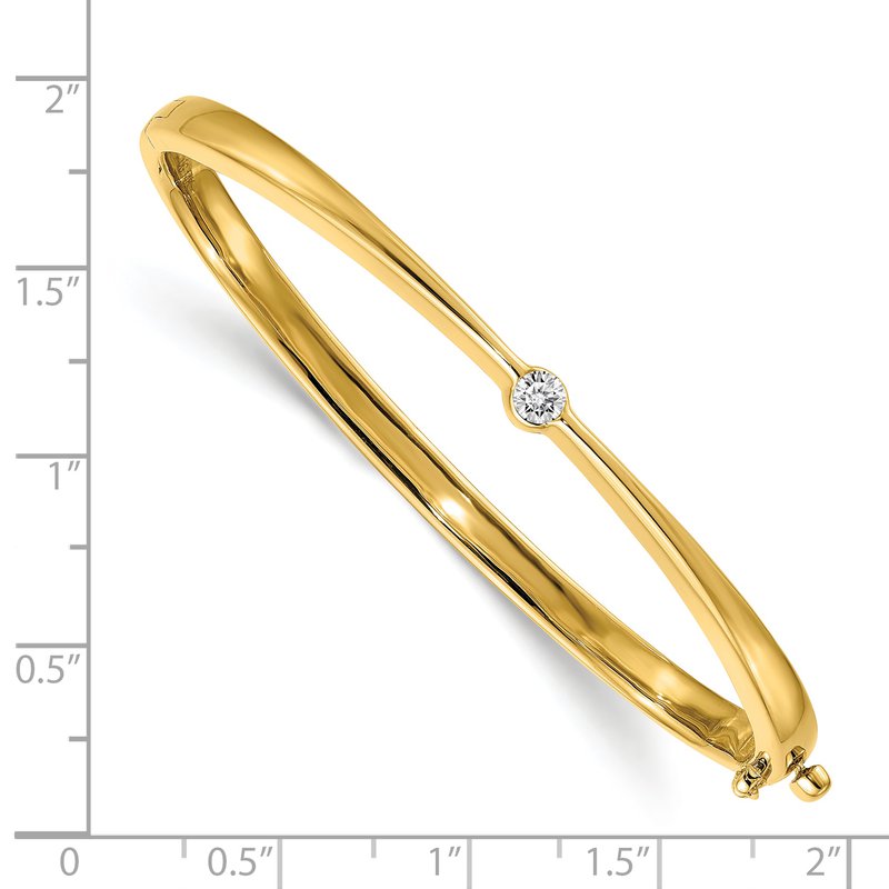 14k Polished Complete 1/4 carat AAA Diamond Hinged Oval Bangle Bracelet