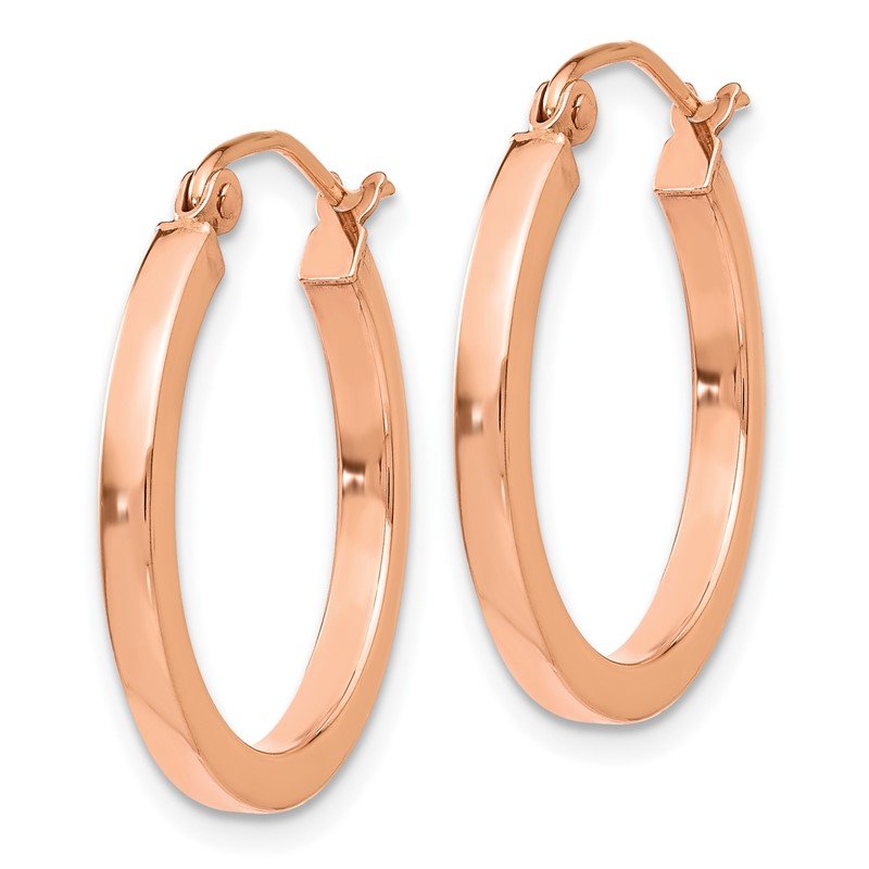 14k Rose Gold 2x20mm Polished Lightweight Square-Tube Hoop Earrings