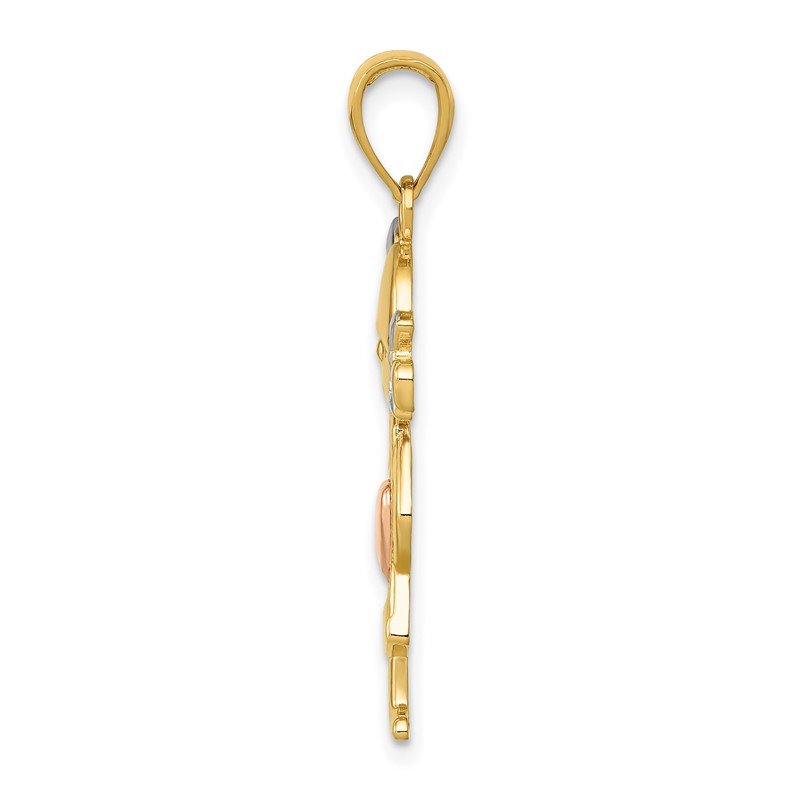 14k Yellow and Rose Gold with White Rhodium Girl Pendant
