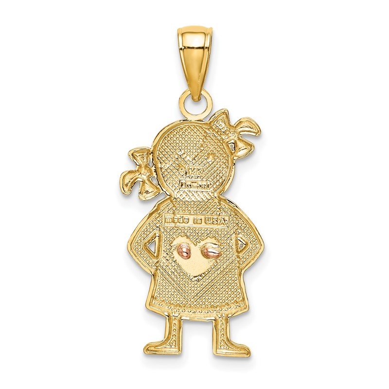 14k Yellow and Rose Gold with White Rhodium Girl Pendant