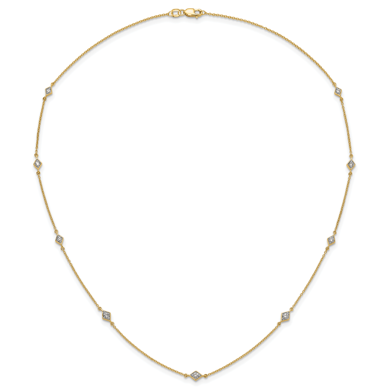 14k White Gold Complete 1/2 carat Diamond 9-Station 18 inch Necklace