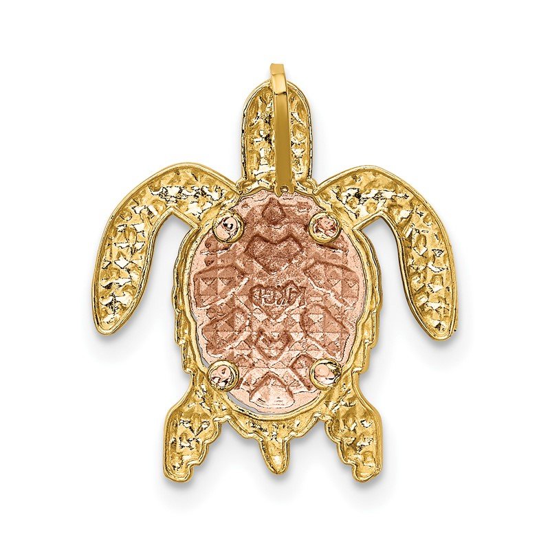 14K Two-Tone with White Rhodium Turtle Pendant Chain Slide