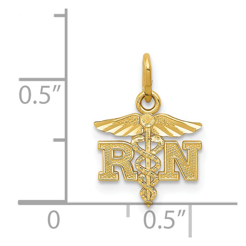 14k Diamond-cut Polished RN Registered Nurse Pendant