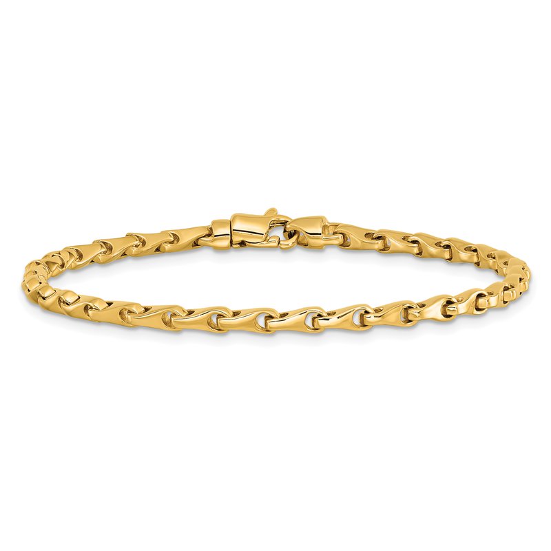 14K 18 inch 3.4mm Hand Polished Fancy Link with Lobster Clasp Chain