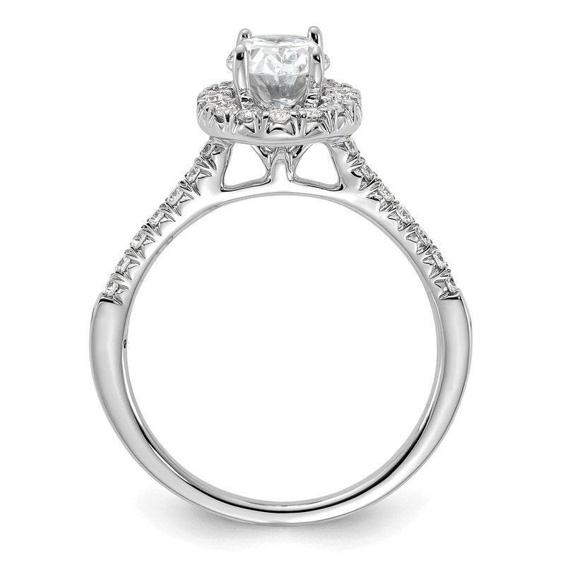 14K White Gold 1/3 carat Lab Grown Diamond VS+ F+ Semi-Mount Oval Halo Engagement Ring