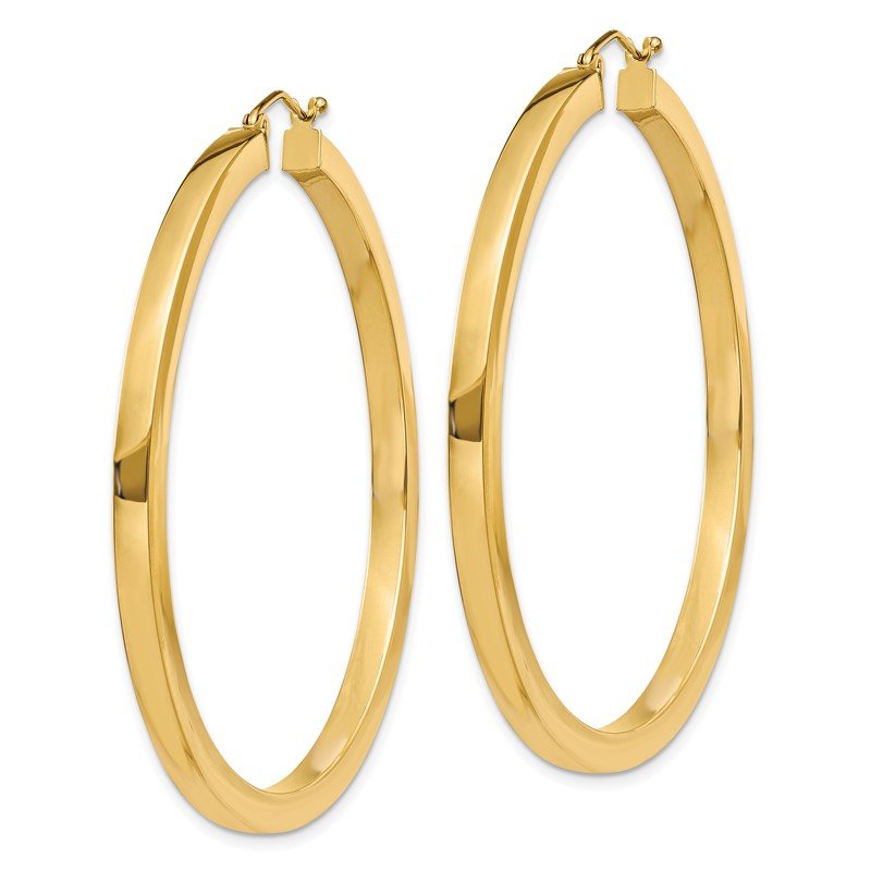 14k 3mm Polished Square Hoop Earrings