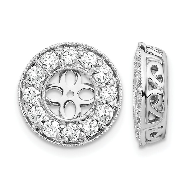14K White Gold 1/2 carat Lab Grown Diamond VS+ F+ for 5.5-6mm Studs Complete Earring Jackets