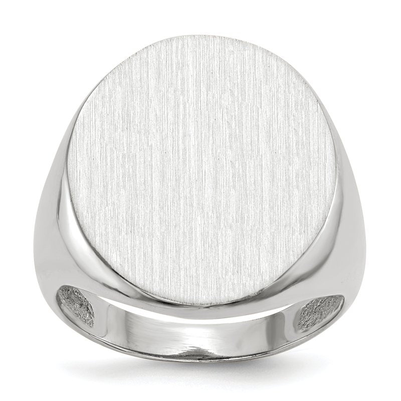 14k White Gold 17.0x20.5mm Closed Back Mens Signet Ring