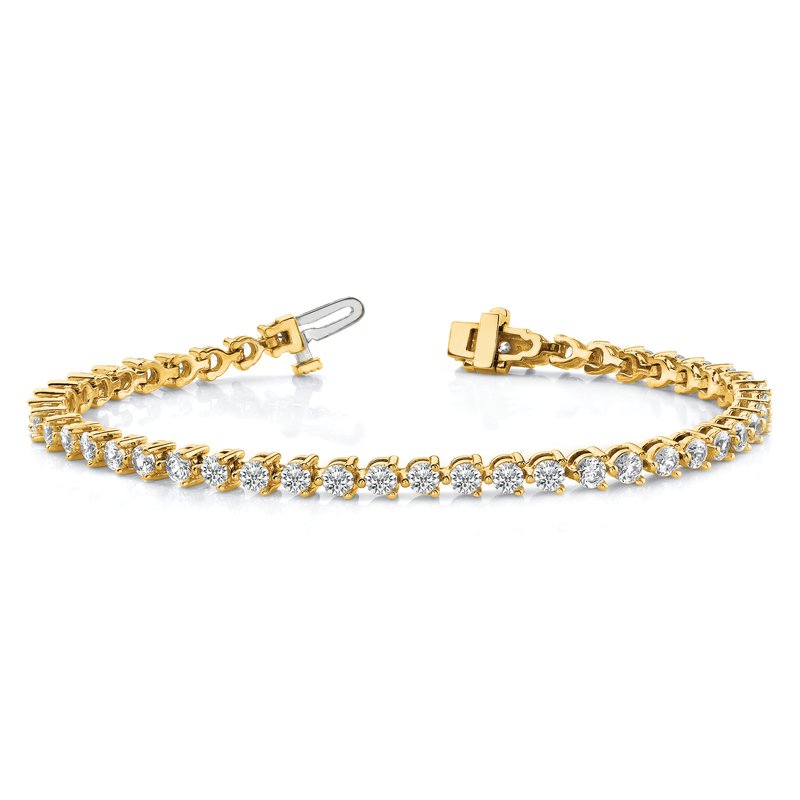 14k Complete 2.4 carat Round AAA Diamond 3-prong 7 inch Tennis Bracelet