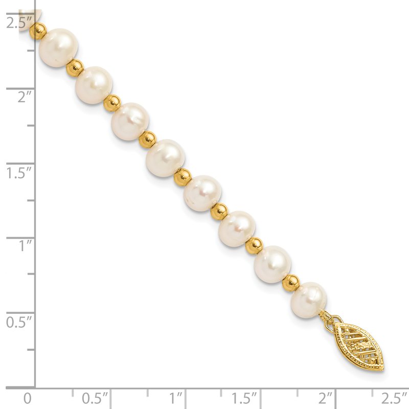 14k 6-7mm White Near-Round Freshwater Cultured Pearl Beaded 18 inch Necklace