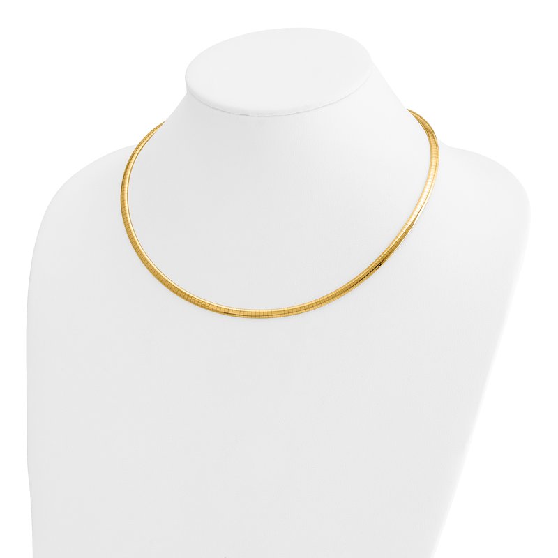 14k Polished 4mm Standard Weight 16 inch Domed Omega Necklace