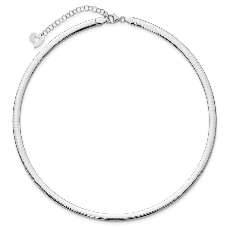 14k Two-tone 5mm Lightweight Reversible 16 inch Omega Necklace Plus 2 inch Heart Chain Extender