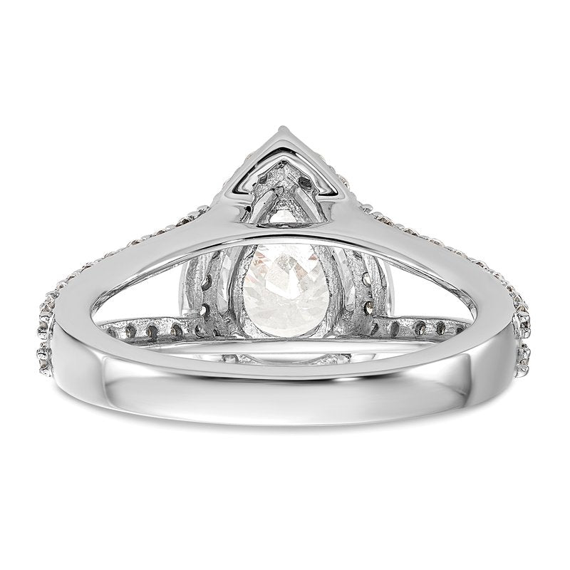 14K White Gold 5/8 carat Lab Grown Diamond VS/SI  D E F  Semi Mount Pear Halo Engagement Ring