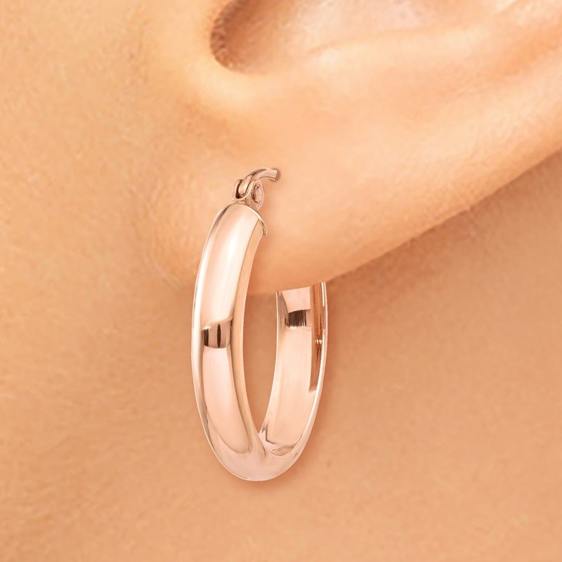 14k Rose Gold Polished Oval Tube Hoop Earrings
