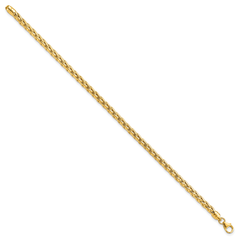 14k Polished 4mm Fancy Wheat Link 7.5 inch Bracelet