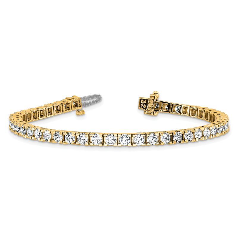 14k Complete 6.44 carat Round AA Diamond 4-prong 7 inch Tennis Bracelet