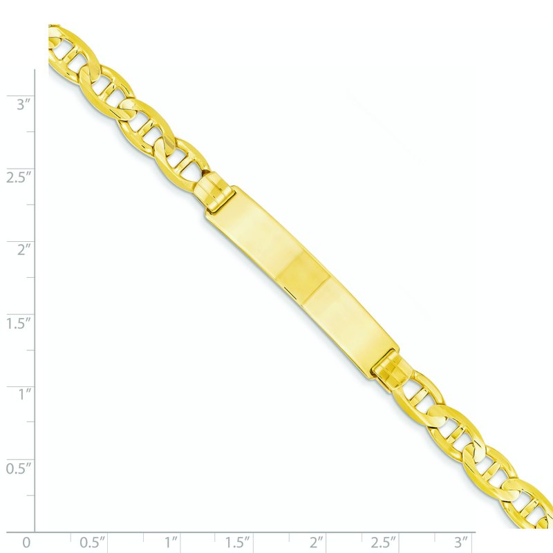 14k Polished Solid Chain/Solid Plate Anchor Link 37x10mm Plate 8 inch ID Bracelet