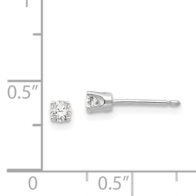 14k White Gold 3mm Round CZ Stud Earrings