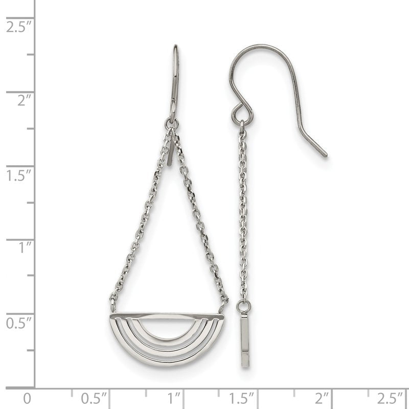 Stainless Steel Polished Dangle Shepherd Hook Earrings