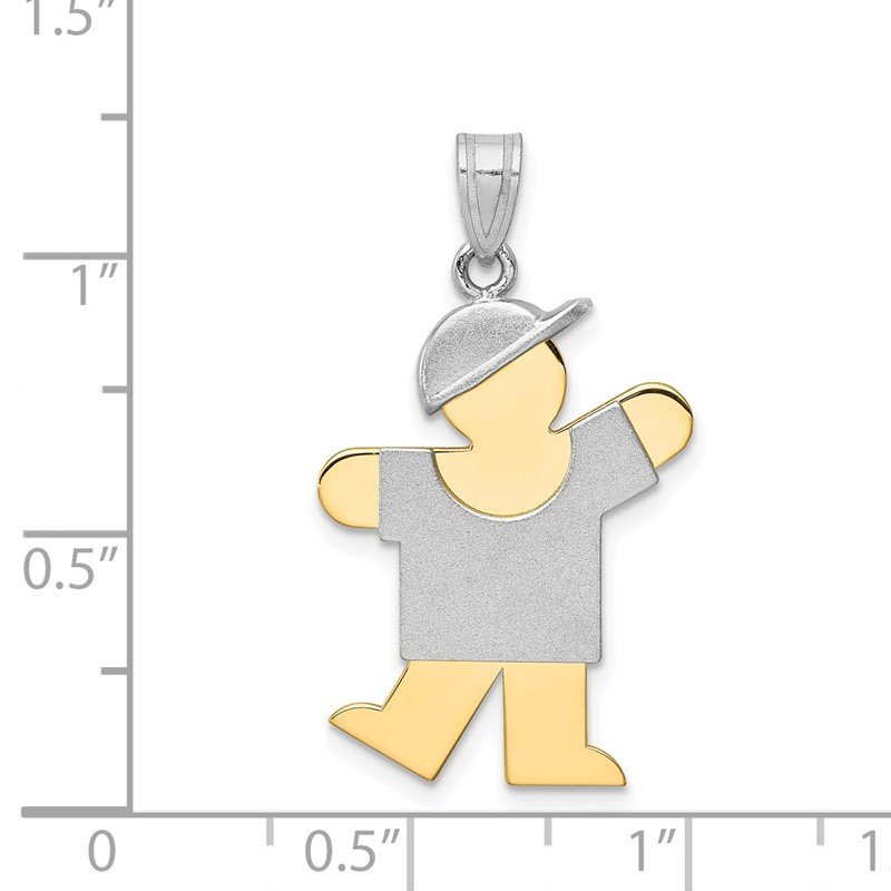 14k Two-tone The Kids Medium Boy with Hat on Left Engravable Kiss Charm