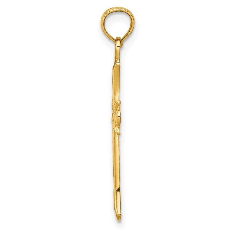 14k Fleur De Lis Cross Pendant