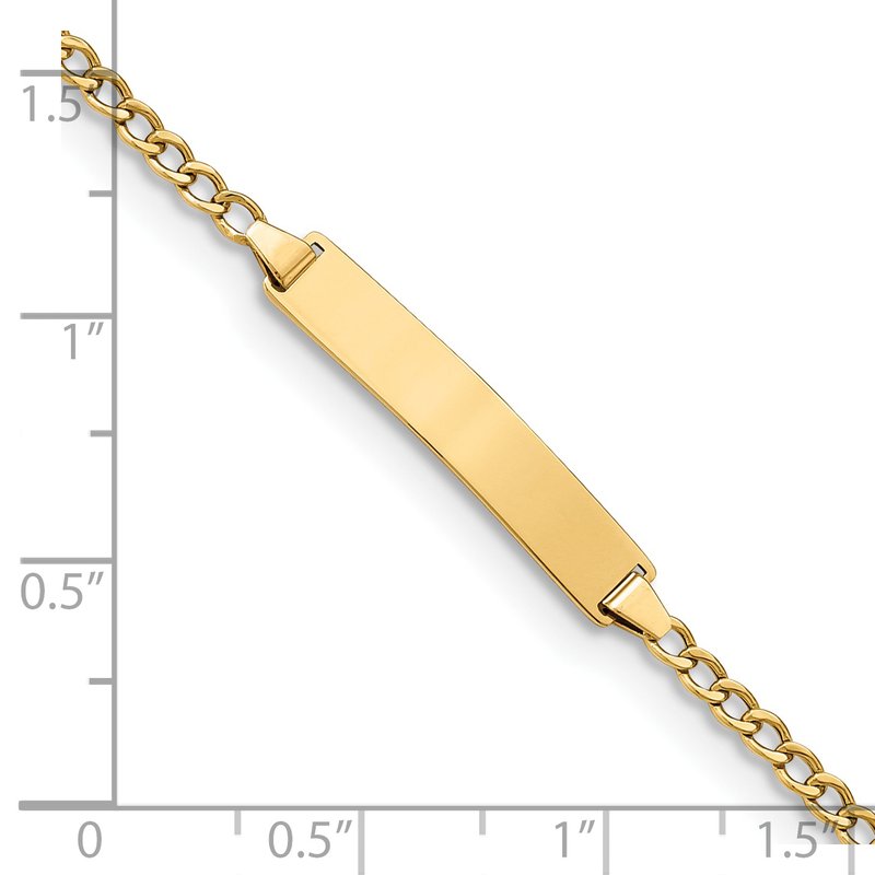 14k Polished Semi-Solid Chain/Solid Plate Cuban Link 20x4.5mm Plate 5.5 inch Baby/Child ID Bracelet