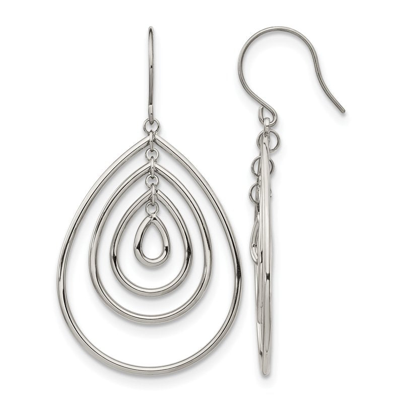 Stainless Steel Polished Dangle Shepherd Hook Earrings