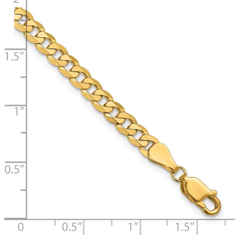 14K 26 inch 4.75mm Flat Beveled Curb with Lobster Clasp Chain