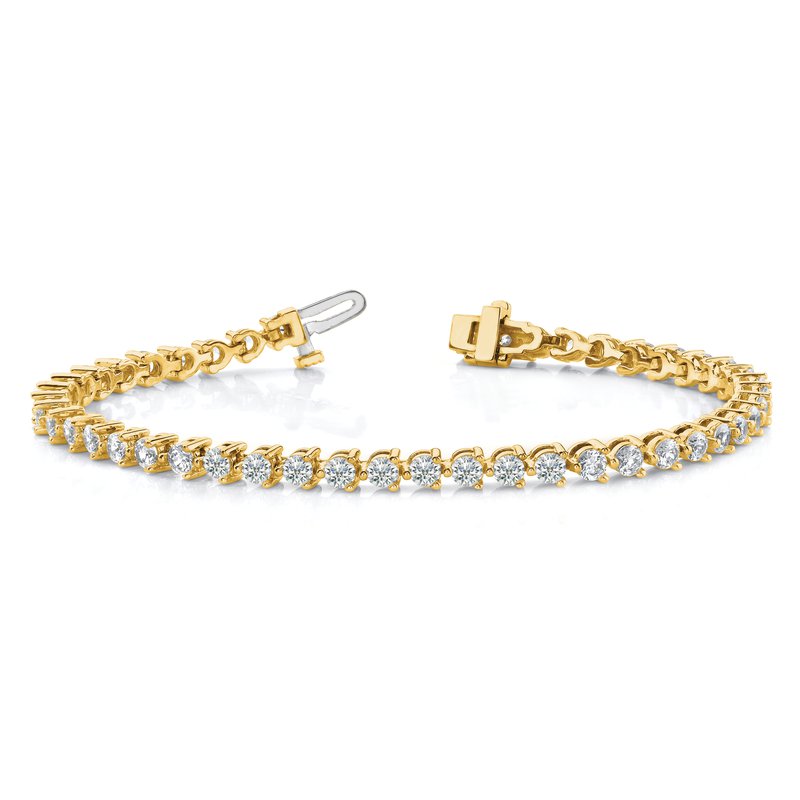 14k Complete 7 carat Round A Diamond 3-prong 7 inch Tennis Bracelet