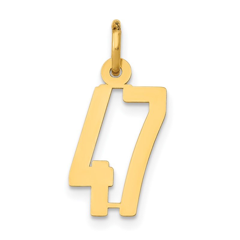 14k Small Elongated Number 47 Charm