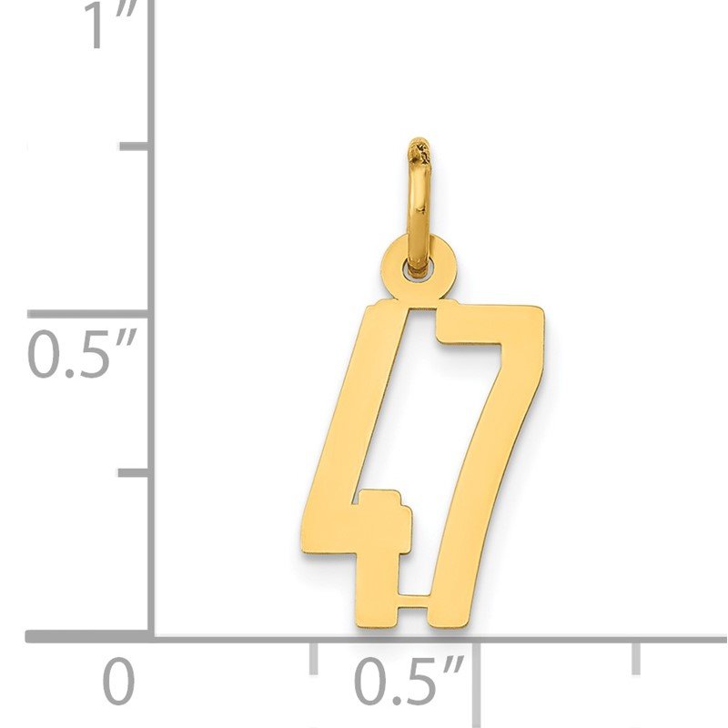 14k Small Elongated Number 47 Charm