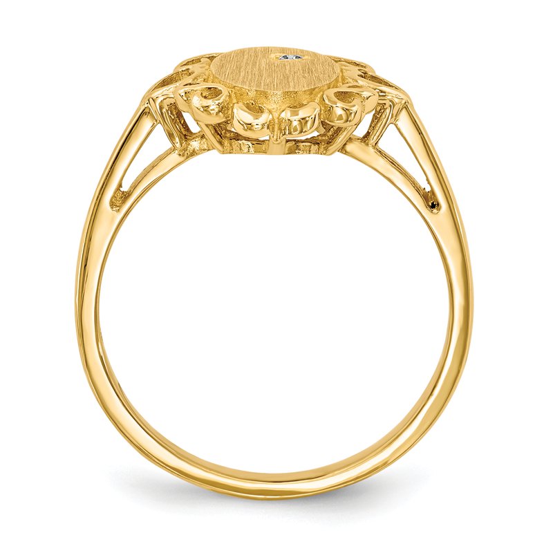 14k 6.0x11.5mm Open Back AA Diamond Signet Ring