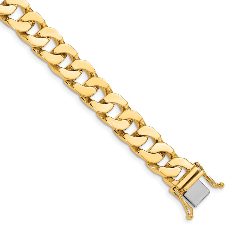 14K 20 inch 10mm Hand Polished Fancy Link with Box Catch Chain