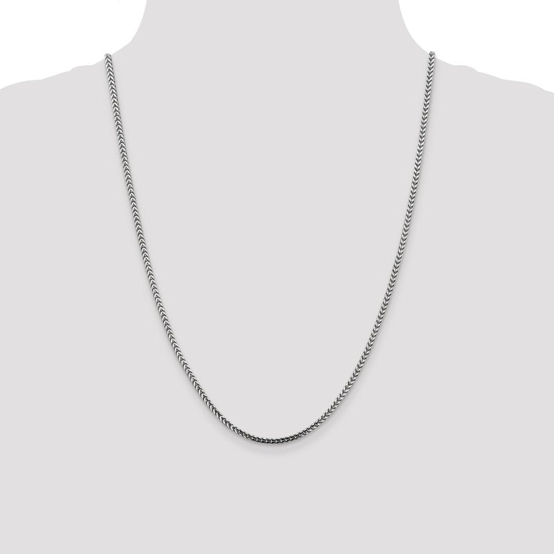 14K White Gold 16 inch 2.5mm Franco with Lobster Clasp Chain