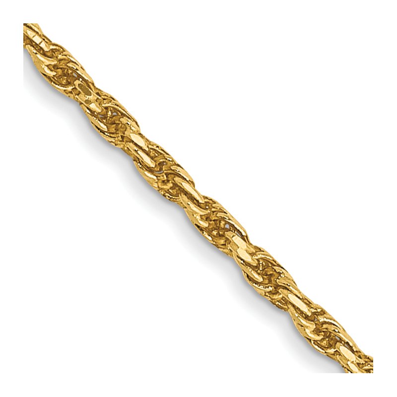 14K 14 inch 1.3mm Diamond-cut Solid Machine Made Rope with Lobster Clasp Chain